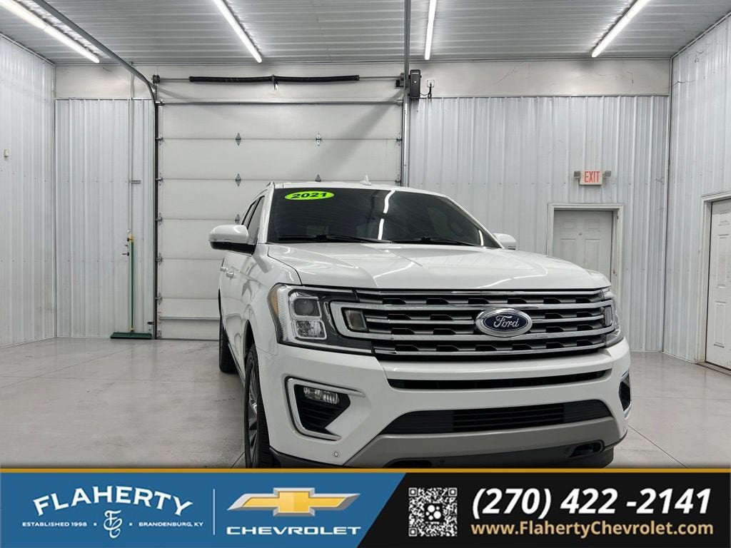 2021 Ford Expedition Max Limited in White — front three-quarter view