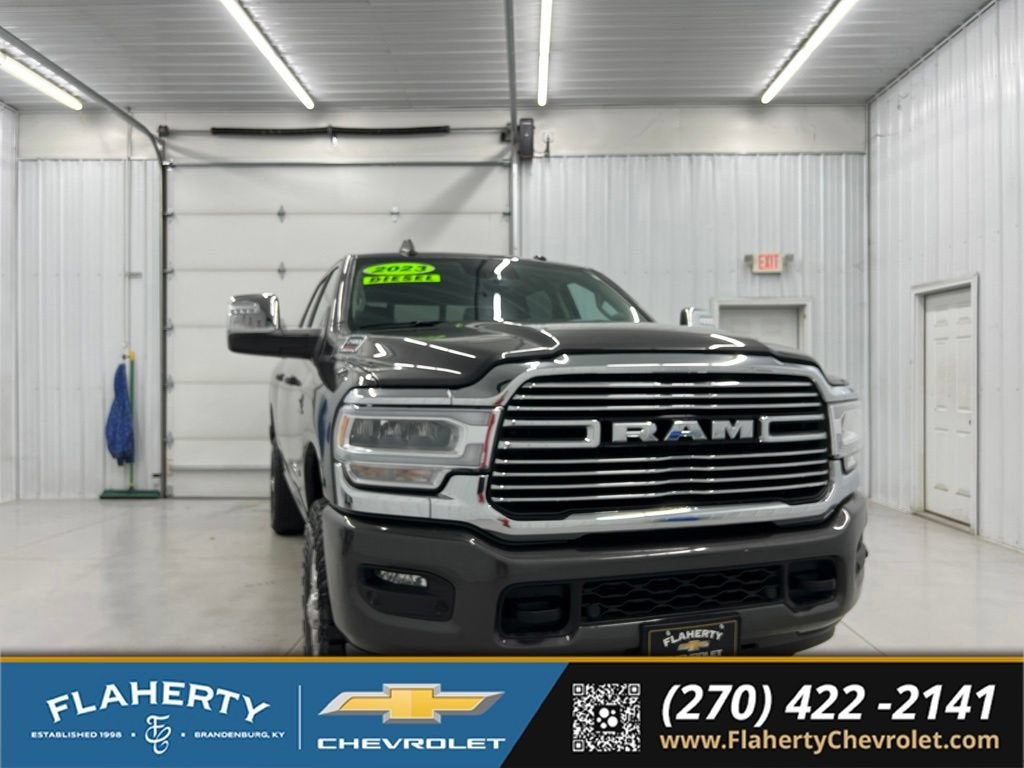 2024 RAM 2500 Laramie in Gray — front three-quarter view